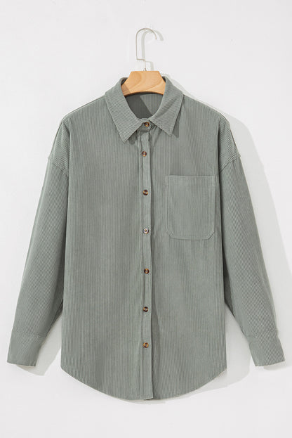 Gray Corduroy Button Pocket Shirt