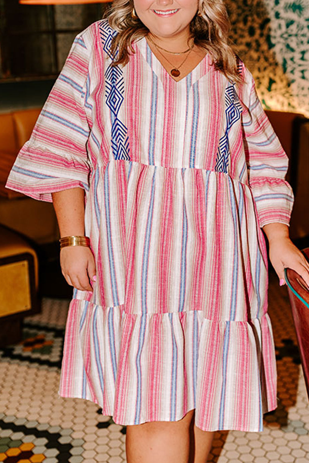 stripe plus size dress