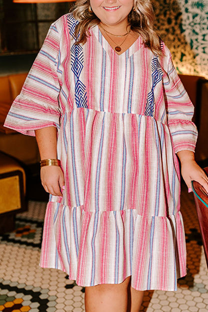 stripe plus size dress