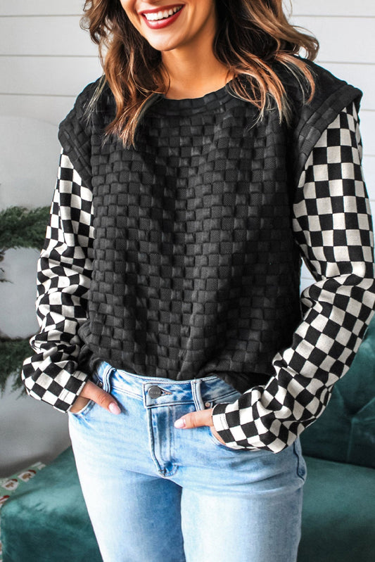 patchwork long sleeve top