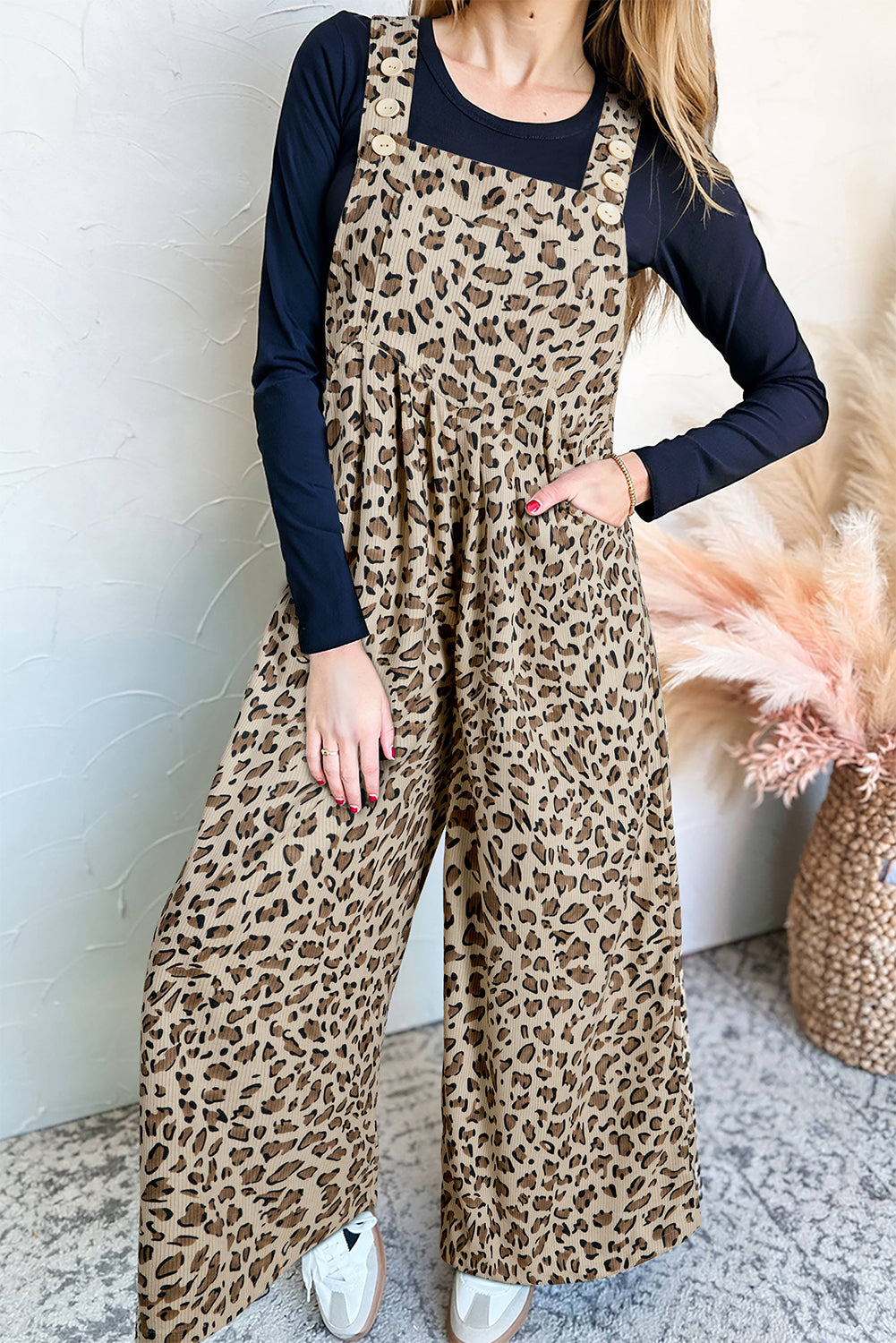 leopard wide leg jumpsuit