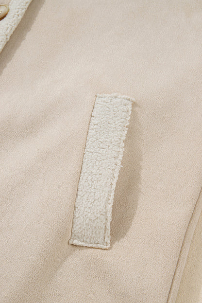 Parchment Suede Sherpa Lined Western Loose Jacket