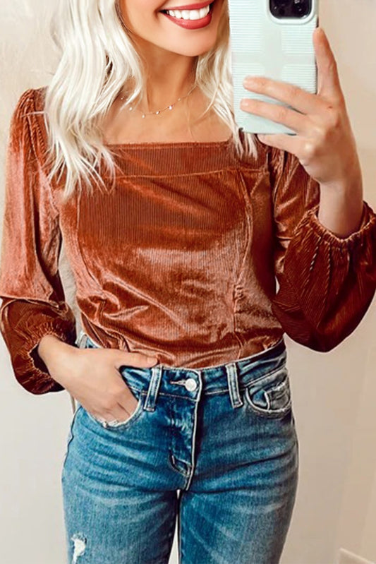 velvet puff sleeve top