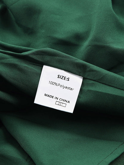 Green Ditsy Floral Peplum Blouse with V-Neck and Long Sleeves