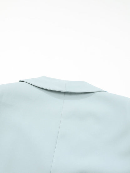 Sky Blue Plus Size Soft Lightweight Pocketed Lapel Blazer