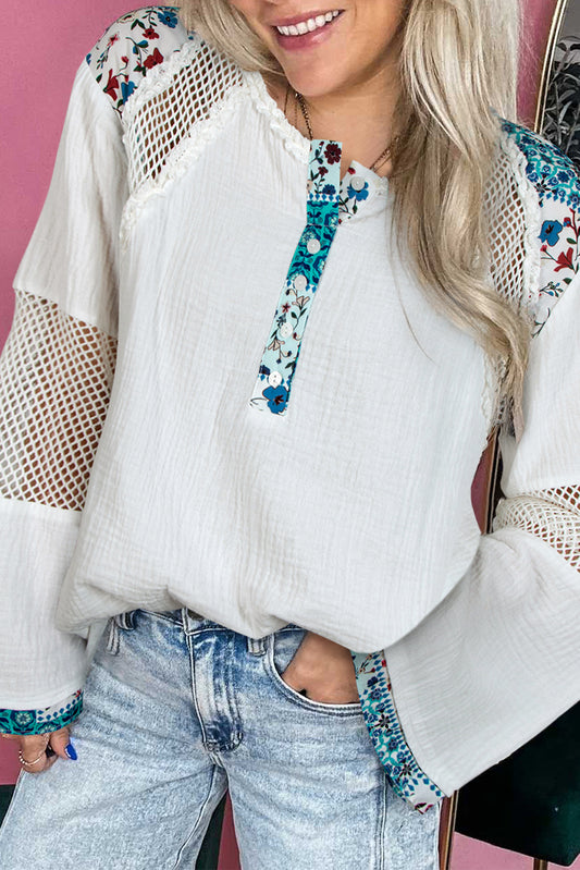floral patchwork blouse