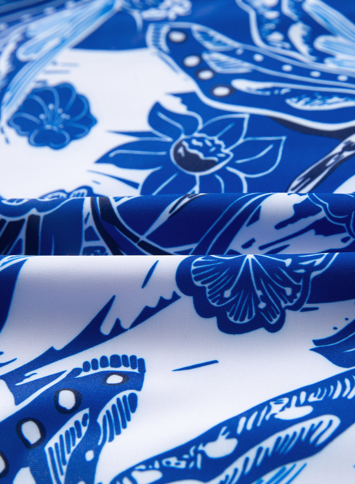 Floral White Bikini Set with Ruffled Bottom and Cover-Up