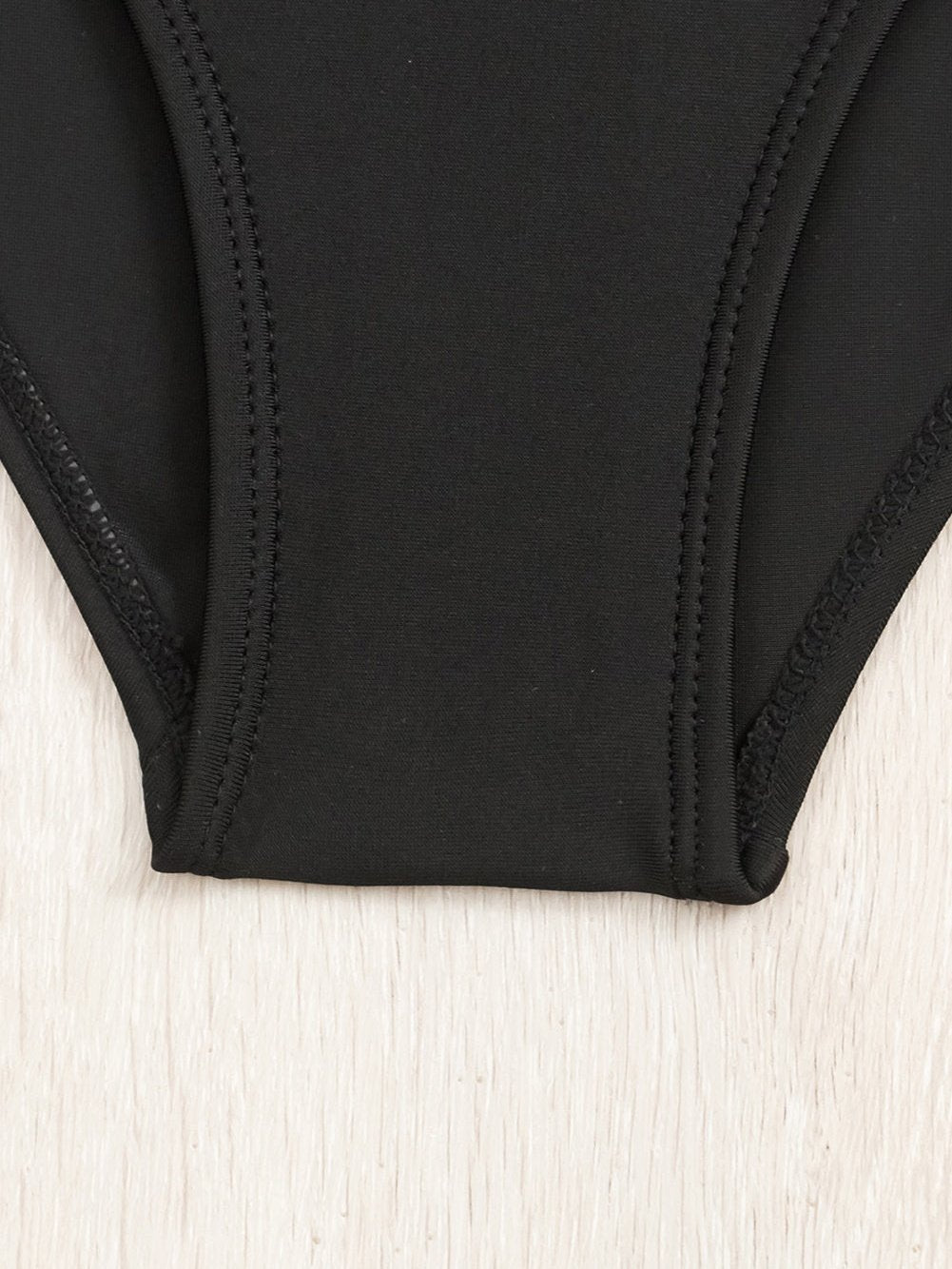 Elegant Black Metal Embellished One-Piece Swimsuit with Spaghetti Straps