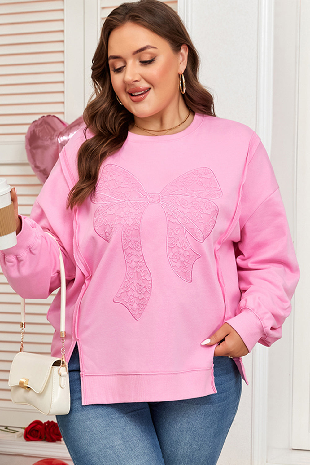 pink plus size sweatshirt