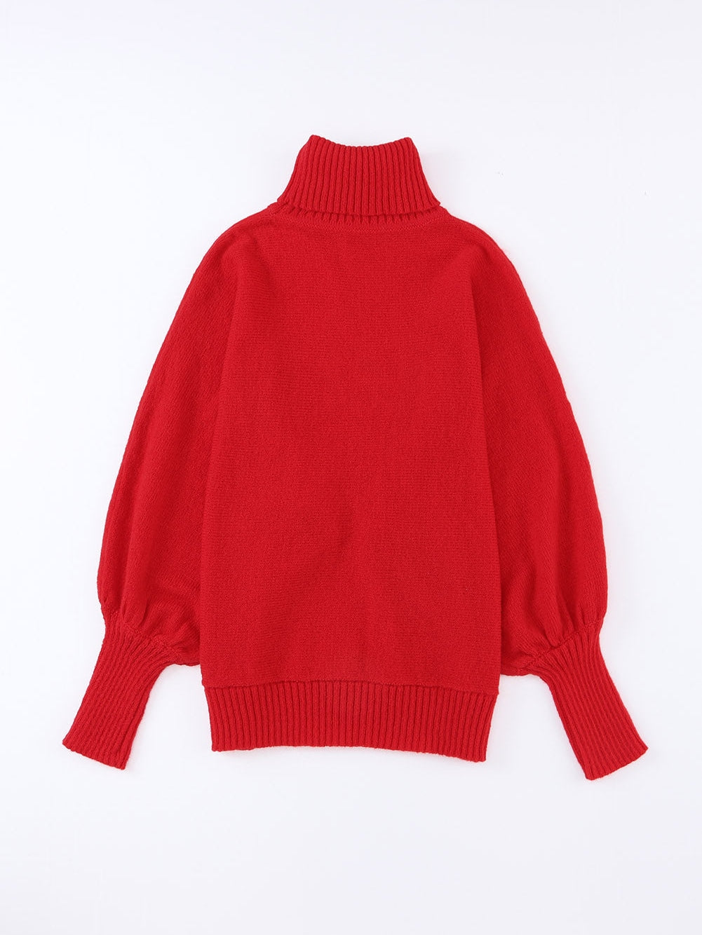 Festive Crimson Turtleneck Embroidered Letter Sweater