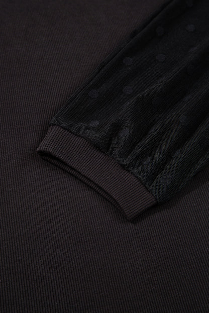 polka dot mesh sleeve top