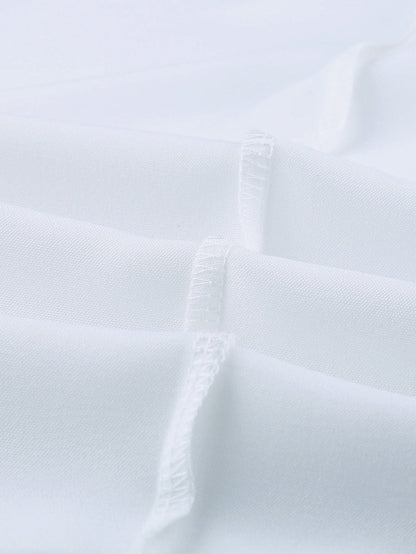 Elegant White V Neck High Low Hem Blouse