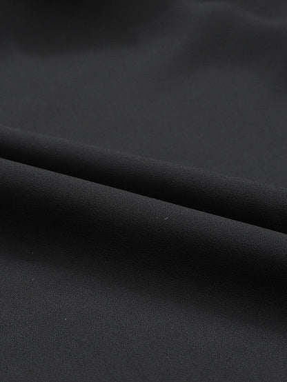 Elegant Black Ruffle Sleeve Keyhole Back Blouse