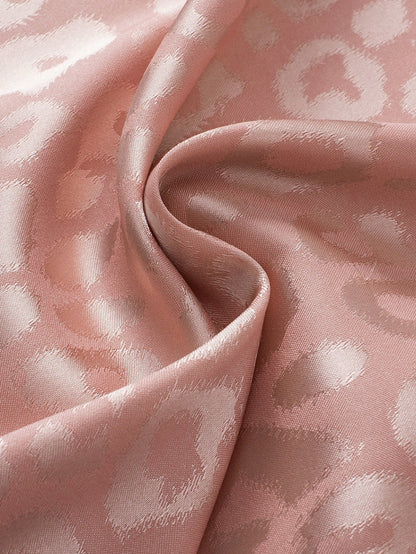 Pink Plus Size Leopard Print Ruffled Flutter Sleeve Satin Blouse