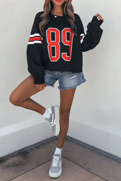 black varsity sweatshirt
