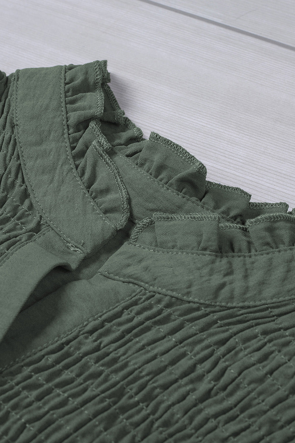 Green Buttoned Frill Tank Top