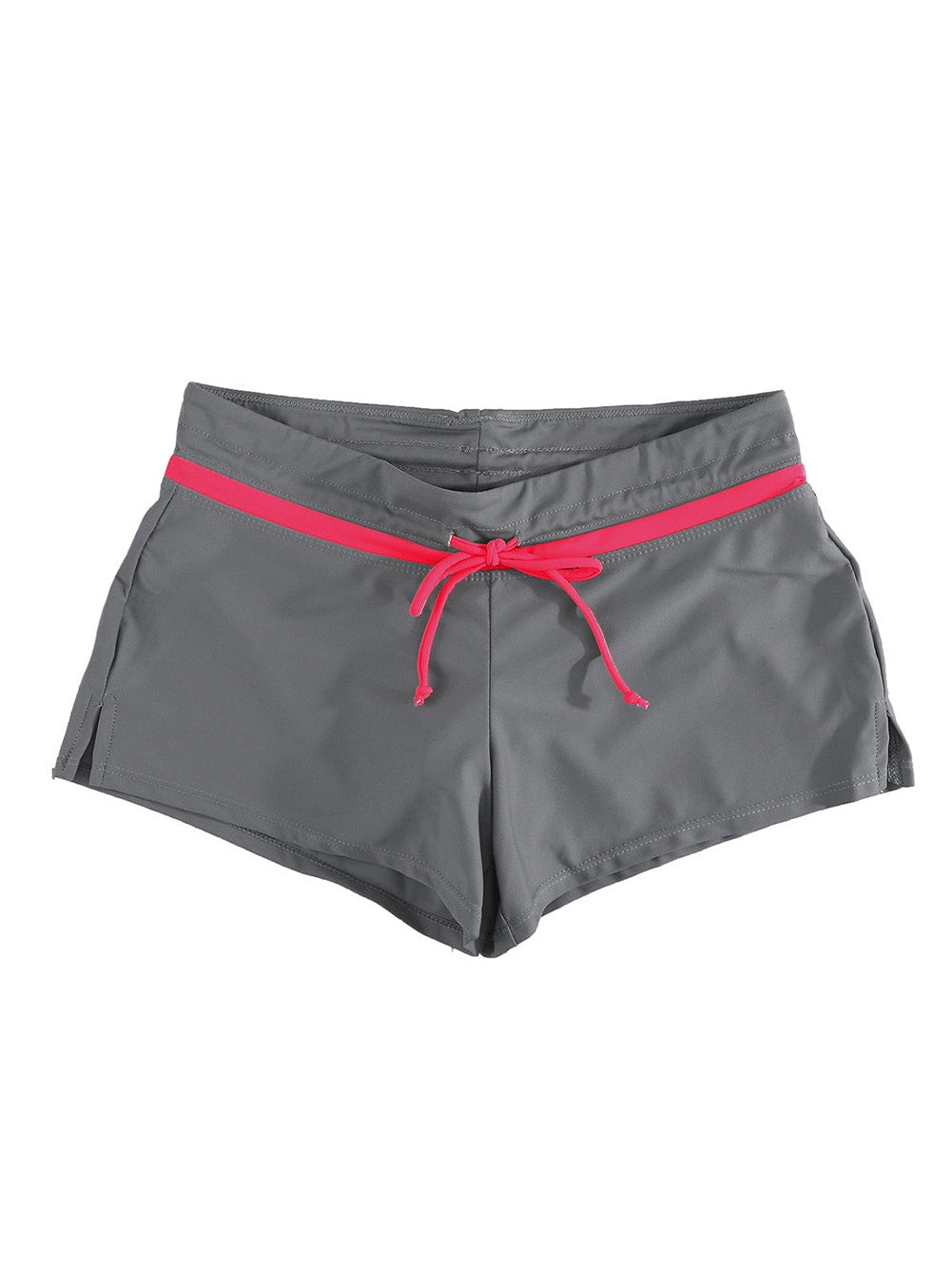 Fiery Red Accented Taupe Women's Swim Shorts