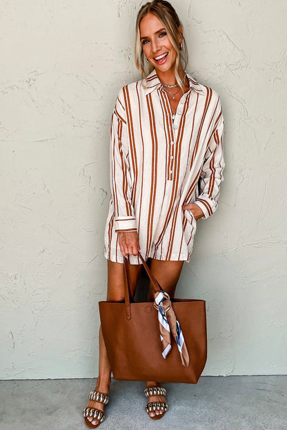 Brown Stripe She_s A Dreamer Striped Romper