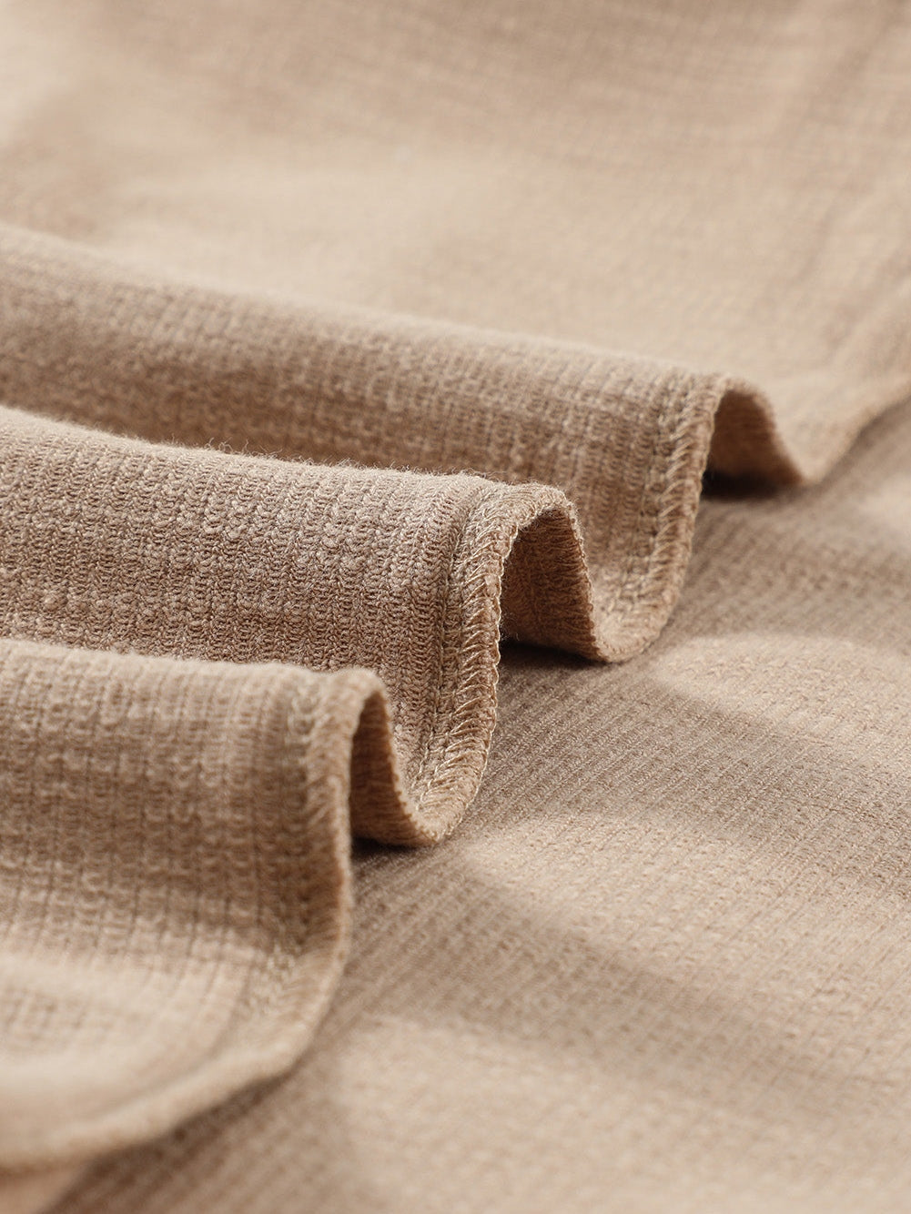 Elegant Khaki Knit Top with Chic Turn-down Neck