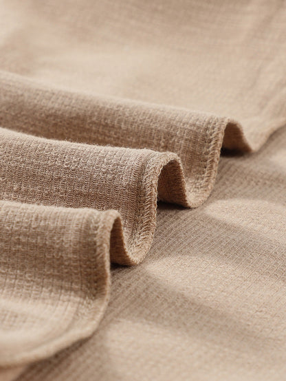 Elegant Khaki Knit Top with Chic Turn-down Neck