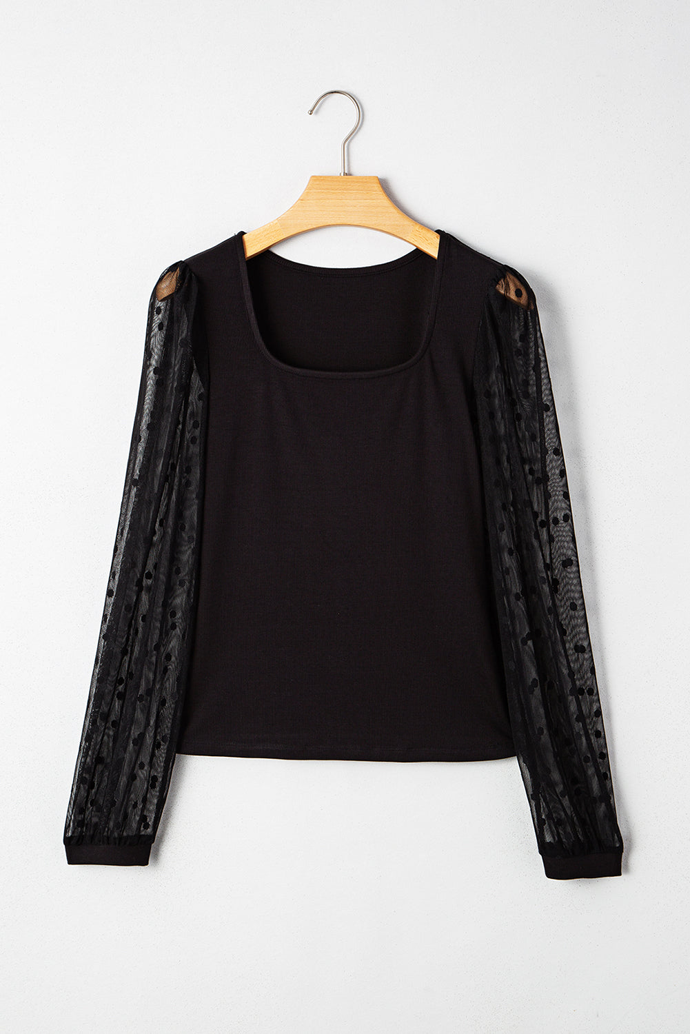 polka dot mesh sleeve top