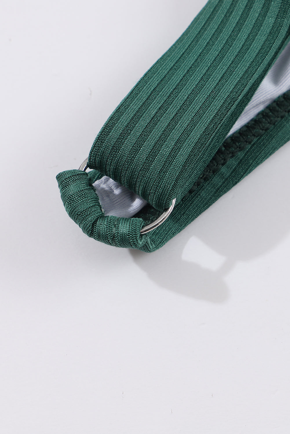 Black Emerald Ruched U Neck Ribbed Tankini