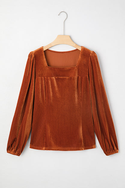 velvet puff sleeve top