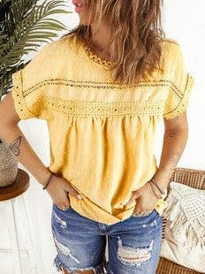 Feifei Floral Chiffon Printed Round Neck Shirt for Women