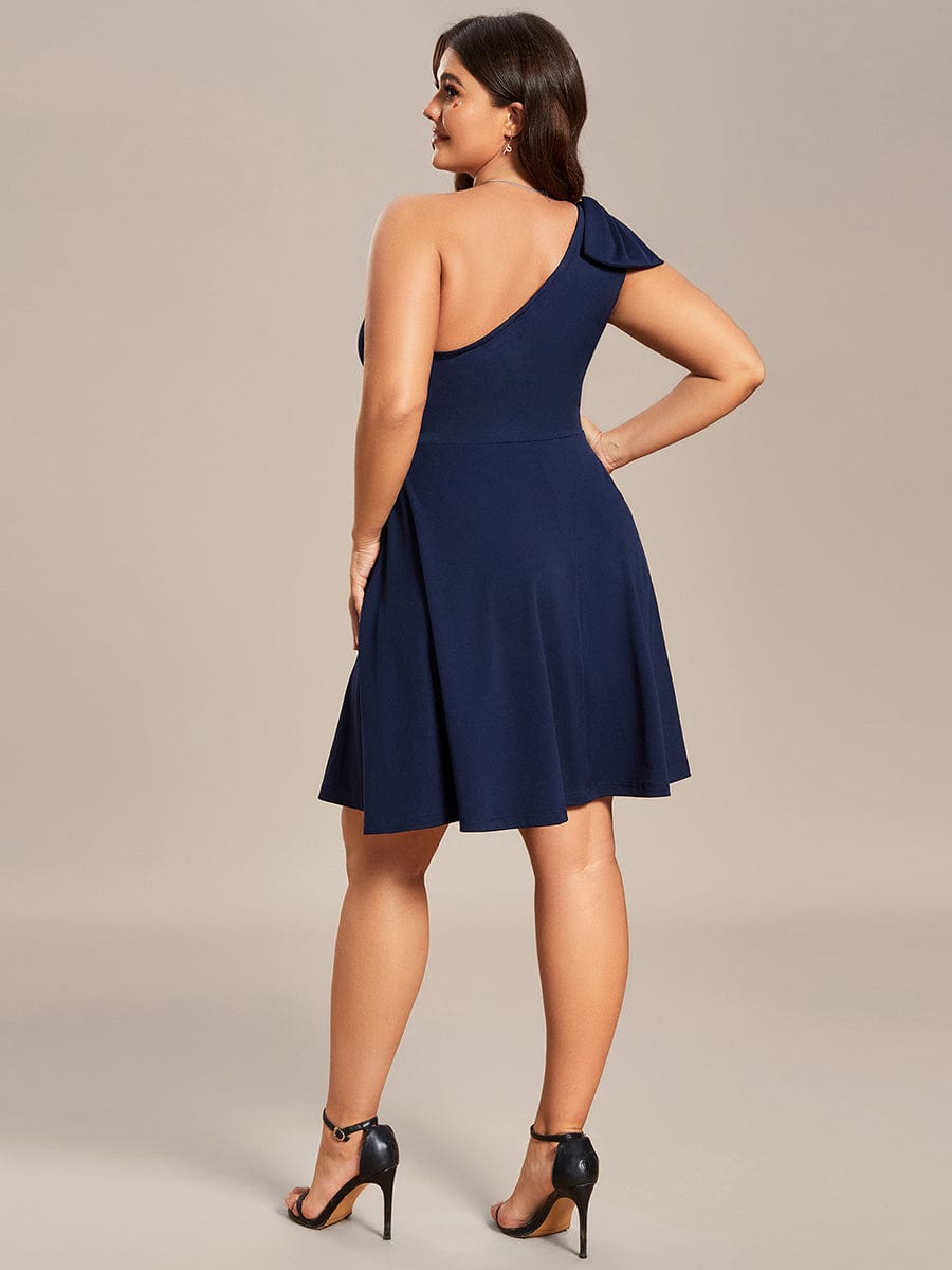 Feminine Bow Detail Summer Mini Dress with One Shoulder