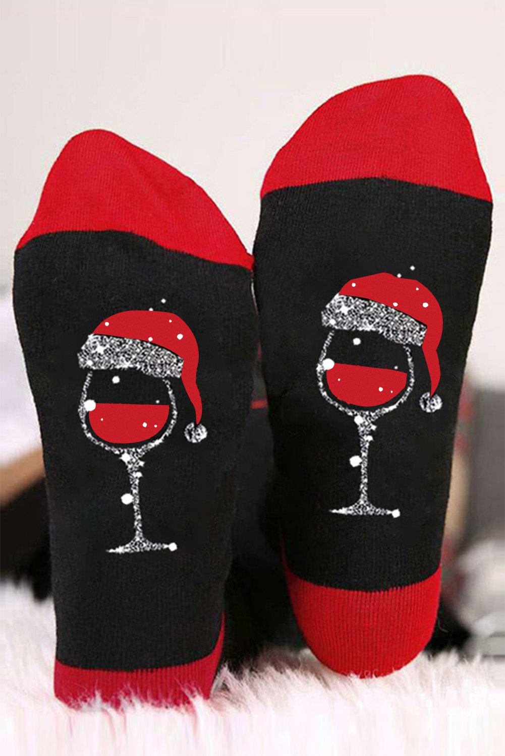 Festive Black Holiday Cheers Graphic Socks