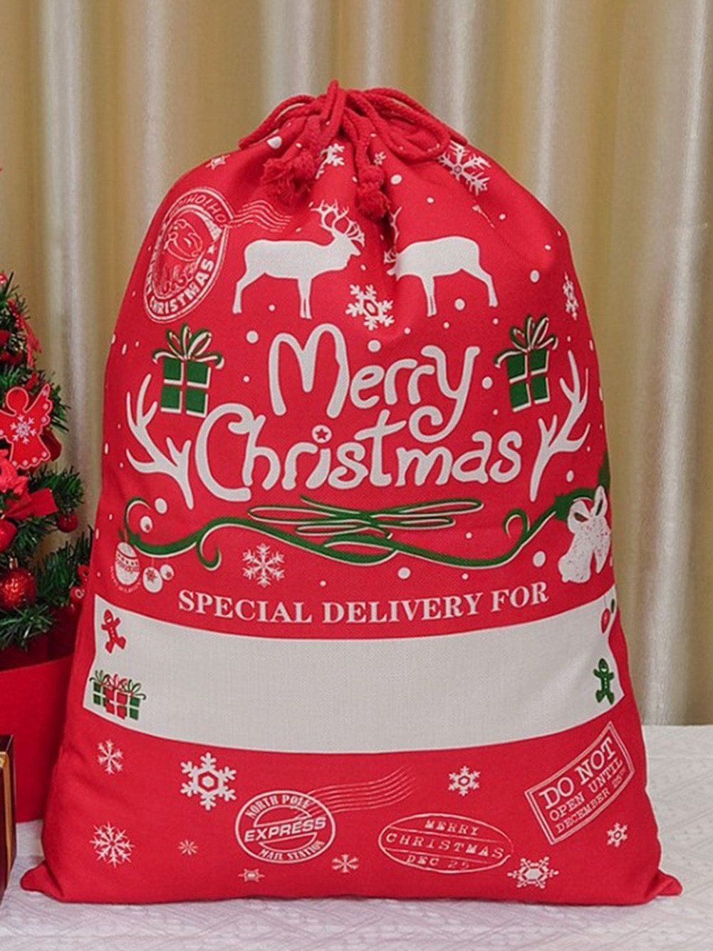 Festive Christmas Large Drawstring Gift Bag - 50*66cm