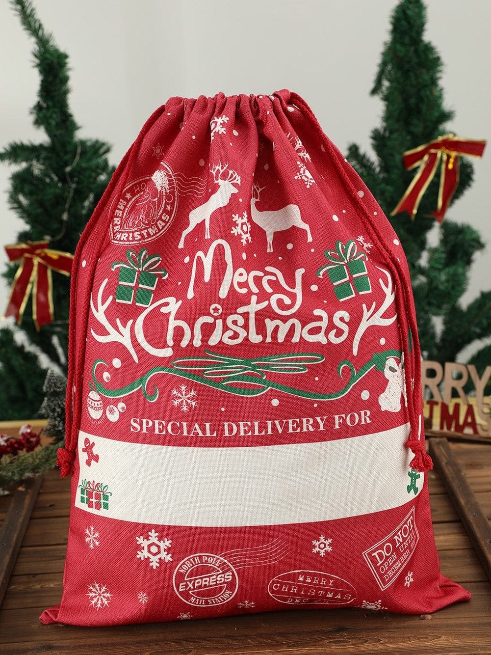 Festive Christmas Large Drawstring Gift Bag - 50*66cm