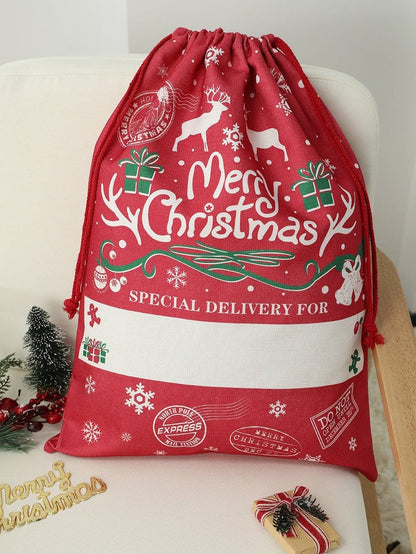 Festive Christmas Large Drawstring Gift Bag - 50*66cm