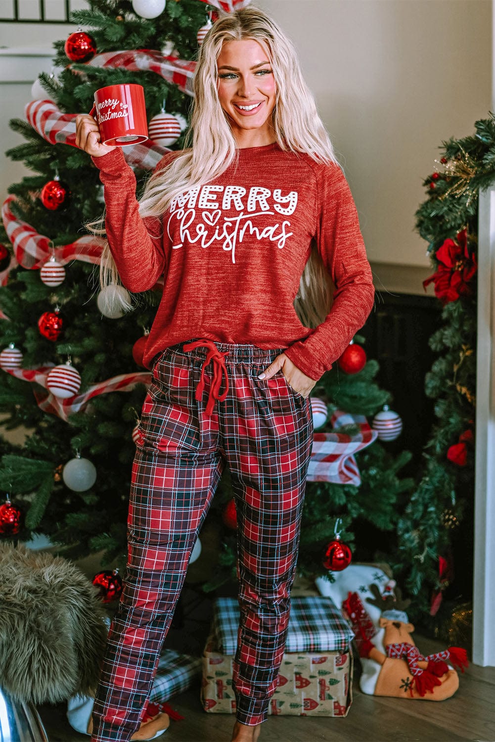 Festive Crimson Christmas Cheer Lounge Set