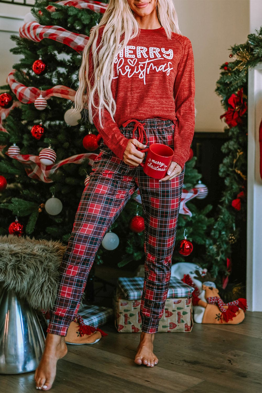 Festive Crimson Christmas Cheer Lounge Set