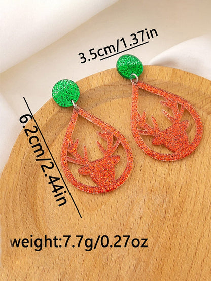 Festive Elk Christmas Drop Earrings