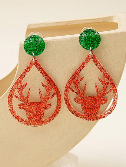 Festive Elk Christmas Drop Earrings