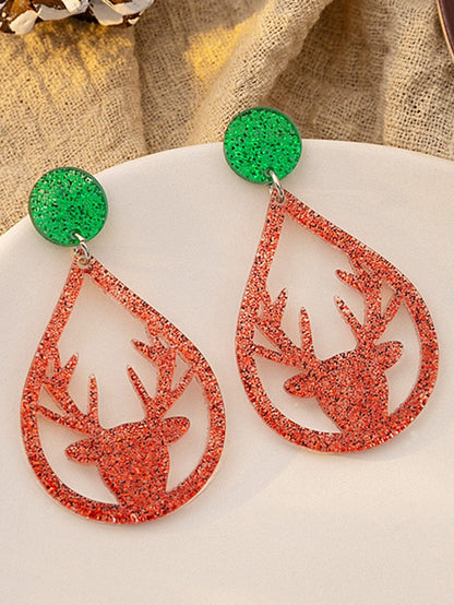 Festive Elk Christmas Drop Earrings