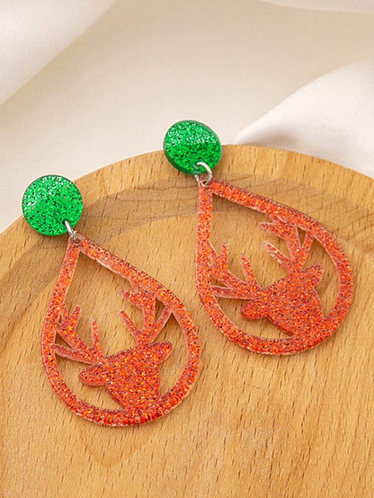 Festive Elk Christmas Drop Earrings