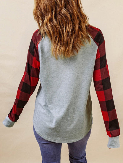 Festive Gray Truck Christmas Plaid Sweatshirt
