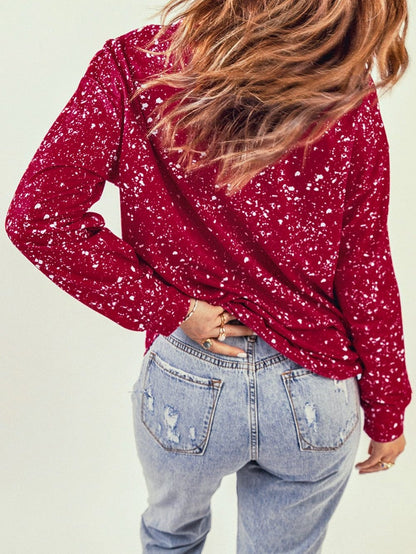 Festive Holiday Cow Print Red Tie-Dye Sweatshirt