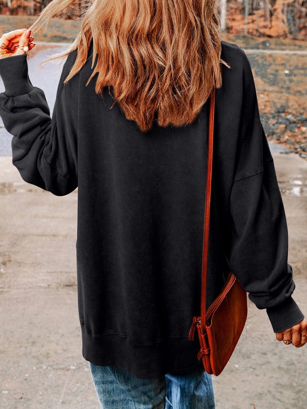 Festive Leopard Print Black Sweatshirt with Merry Christmas Trees