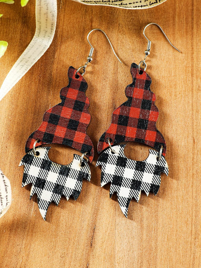 Festive Plaid Patterned Christmas Dangle Earrings
