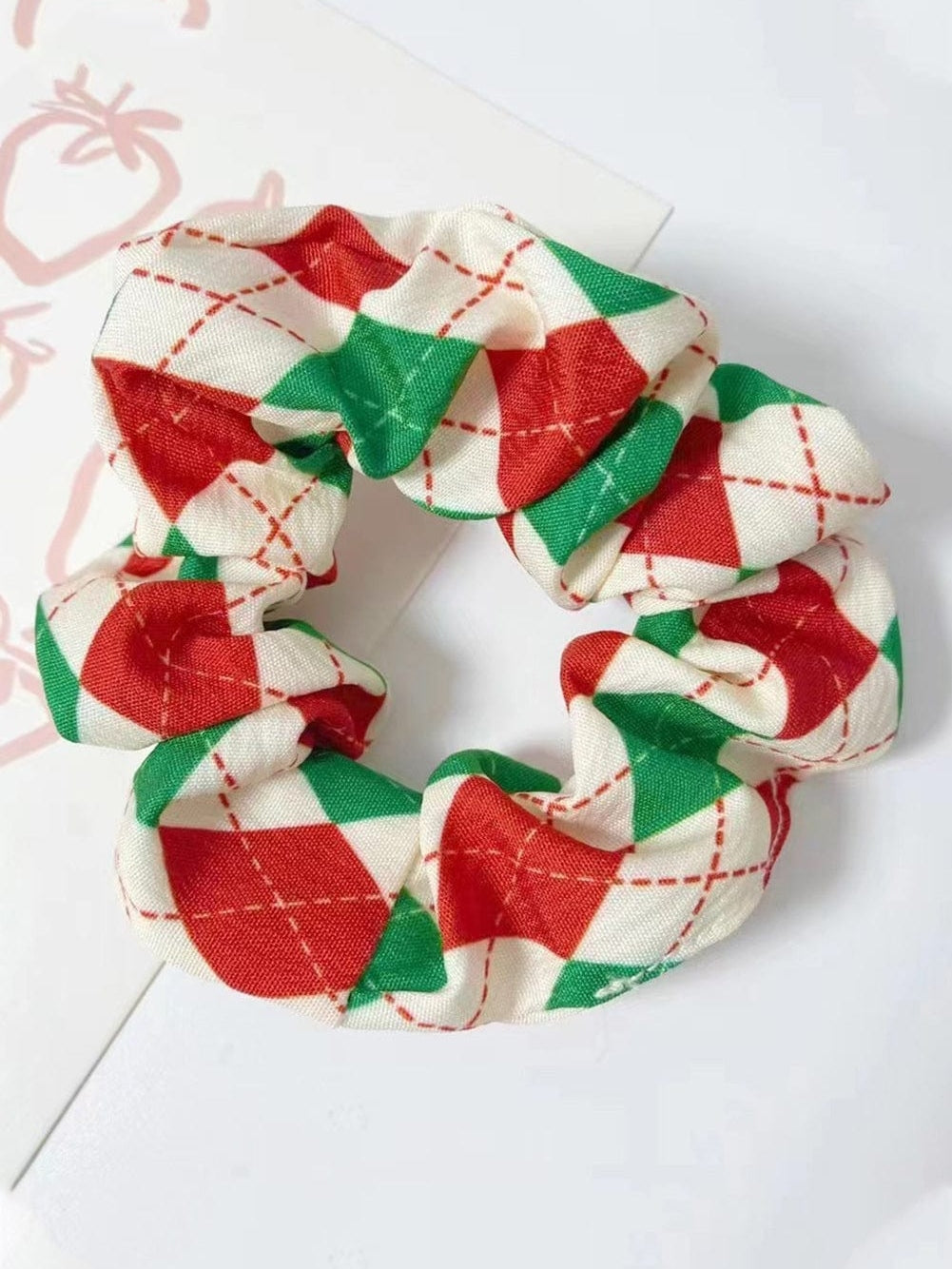 Festive Red and Green Christmas Plaid Hair Scrunchie