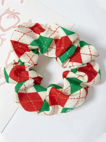 Festive Red and Green Christmas Plaid Hair Scrunchie