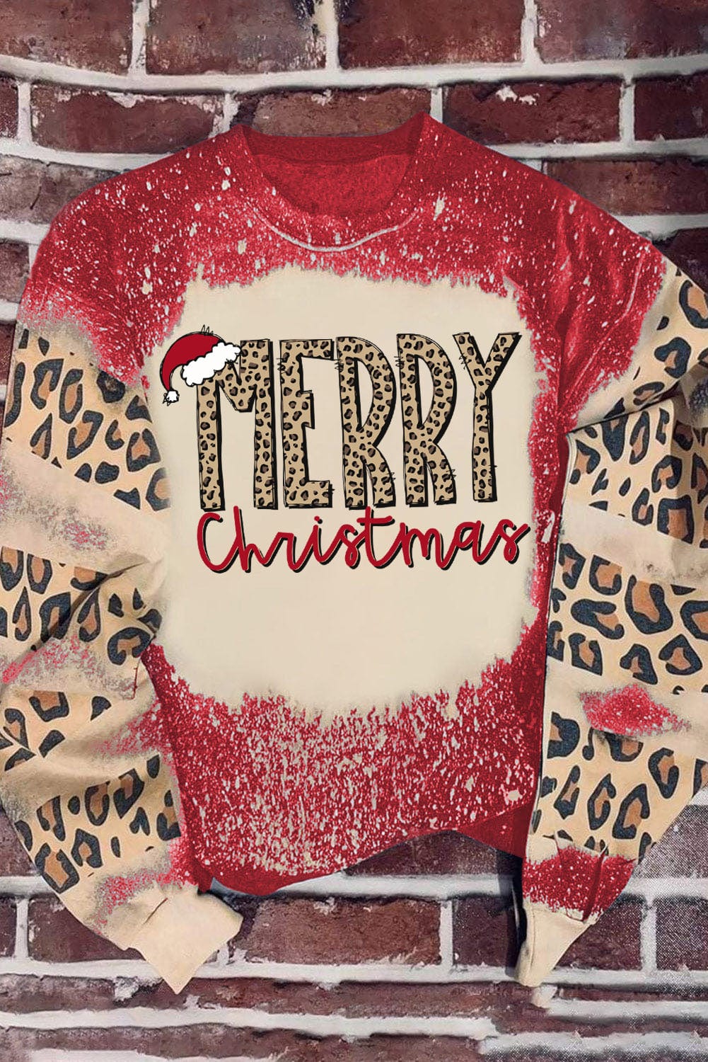 Festive Red Leopard Print Christmas Sweatshirt