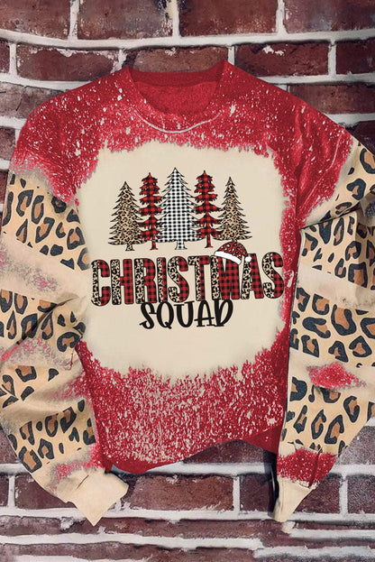 Festive Red Leopard Print Christmas Tree Sweatshirt