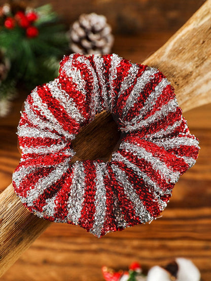 Festive Red Sparkle Dual-Color Stripe Holiday Hair Band