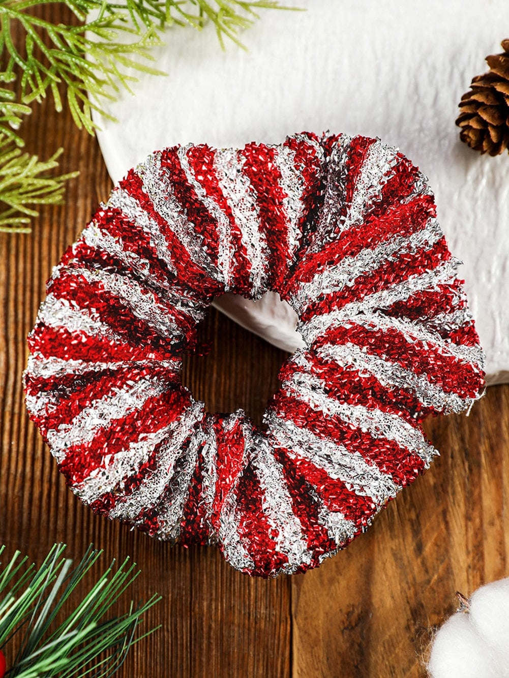 Festive Red Sparkle Dual-Color Stripe Holiday Hair Band