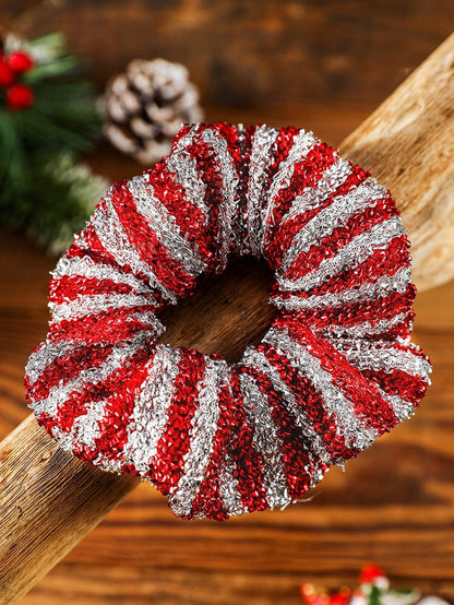 Festive Red Sparkle Dual-Color Stripe Holiday Hair Band